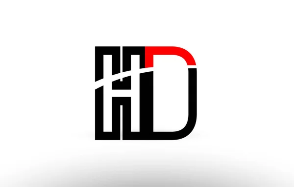 Schwarz weißes Alphabet Buchstabe hd h d Logo-Symbol-Design — Stockvektor