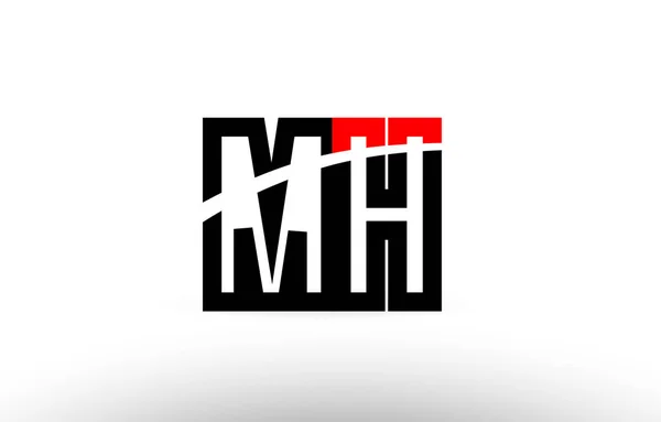 Svart vit alfabetet brev mh m h logo ikon design — Stock vektor