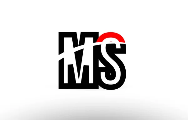 블랙 화이트 알파벳 편지 ms m s 로고 아이콘 디자인 — 스톡 벡터