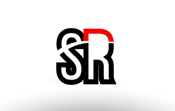 Svart vit alfabetet brev sr s r logo ikon design — Stock vektor