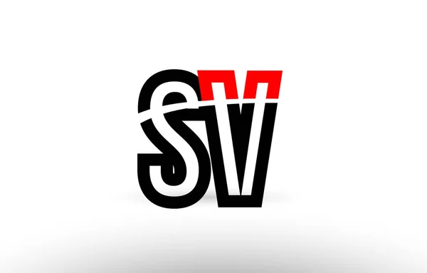 Schwarz weißes Alphabet Buchstabe sv s v logo icon design — Stockvektor