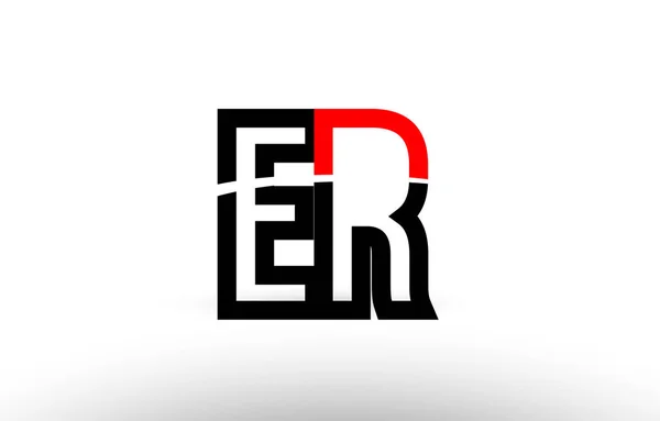Noir blanc lettre alphabet er e r logo icône design — Image vectorielle