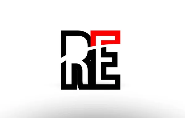 Letra de alfabeto blanco negro re r e logotipo icono de diseño — Vector de stock