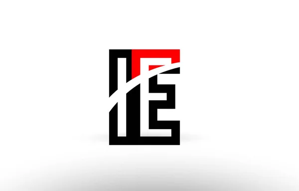 Huruf alfabet hitam putih ie i e logo desain ikon - Stok Vektor