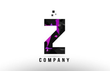 Mor siyah Alfabe harf z logo tasarımı 