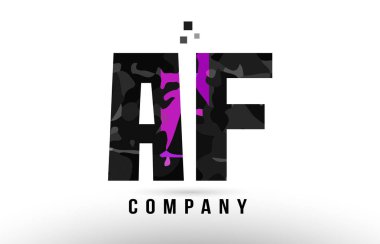 Mor siyah Alfabe harf af bir f logosu 