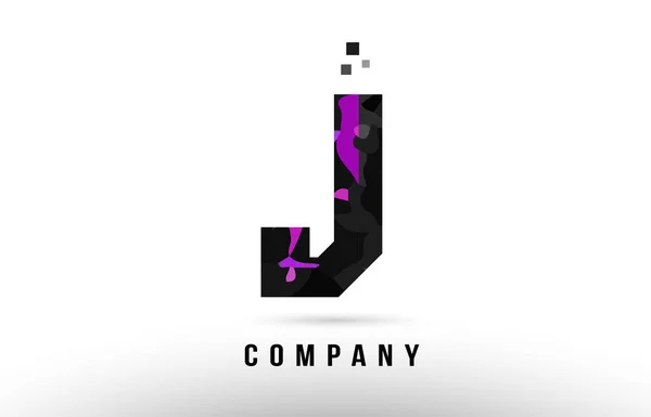 Alfabeto preto roxo letra j logotipo design —  Vetores de Stock