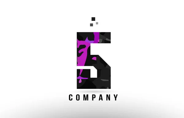 Projektowanie logo fioletowy czarny numer 5 — Wektor stockowy