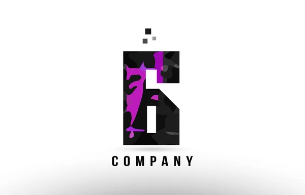 Negro púrpura número 6 logo diseño — Vector de stock