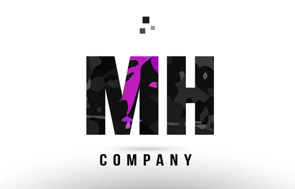紫色黑色字母的字母 mh m h 徽标 — 图库矢量图片