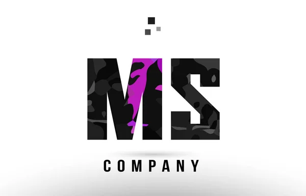 Fialové černé abeceda dopisu ms m s logo — Stockový vektor