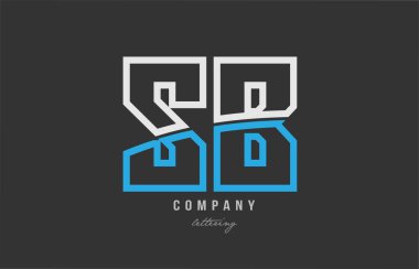 beyaz mavi alfabe mektup sb s b logo simge tasarım