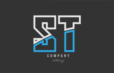 beyaz mavi Alfabe harf st s t logo simge tasarım