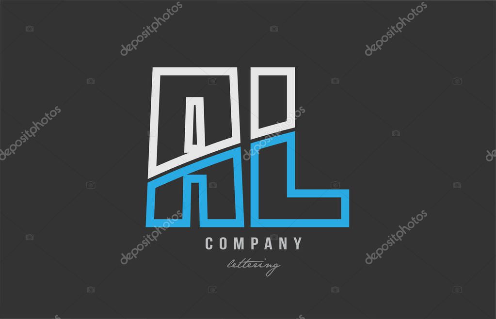 White blue alphabet letter al a l logo combination design on black background suitable for a company or business