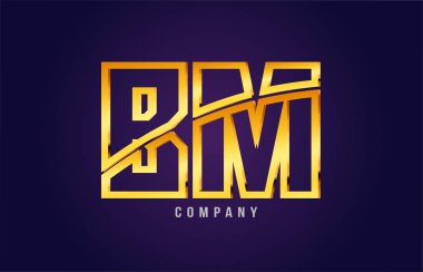 altın altın Alfabe harf bm b m logosu kombinasyonu simgesi tasarım