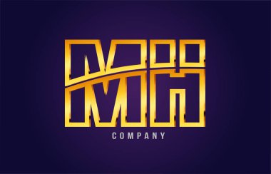 altın altın Alfabe harf mh m s logosu kombinasyonu simgesi tasarım
