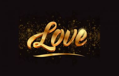  ışıltı ve glitter arka plan ile altın word metni