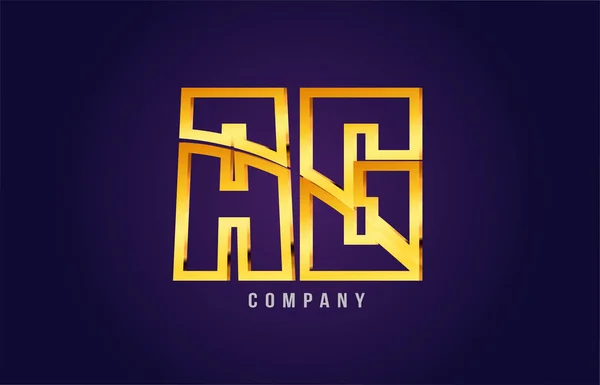 Oro alfabeto dorato lettera ag a g logo combinazione icona design — Vettoriale Stock