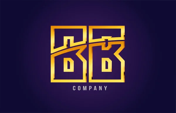 Oro alfabeto dorado letra bb b b logotipo combinación icono diseño — Vector de stock