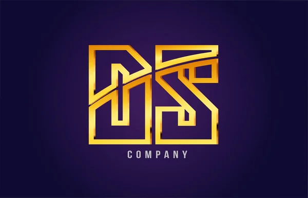 Oro alfabeto dorato lettera ds d s logo combinazione icona design — Vettoriale Stock
