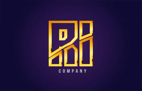 Or lettre alphabet doré ri r i logo combinaison icône design — Image vectorielle