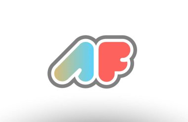 Turuncu pastel mavi Alfabe harf af bir f logo birlikte simge 