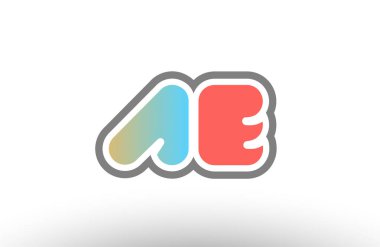 Turuncu pastel mavi Alfabe harf ae bir e logo birlikte simge 