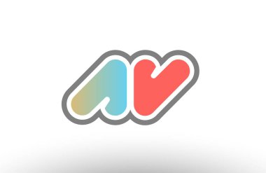 Turuncu pastel mavi Alfabe harf av bir v logo birlikte simge 