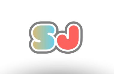 Turuncu pastel mavi Alfabe harf sj s j logo birlikte simge 