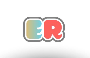 Turuncu pastel mavi Alfabe harf er e r logo birleştirme simgesi 