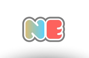 Turuncu pastel mavi alfabesi mektubu ne n e logo birlikte simge 