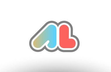 Turuncu pastel mavi alfabesi mektubu al bir l logo birlikte simge 