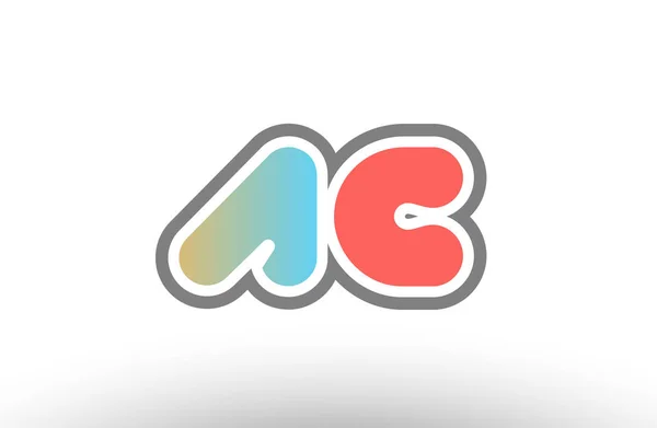 Orange pastel blue alphabet letter ac a c logo combination icon — Stock Vector