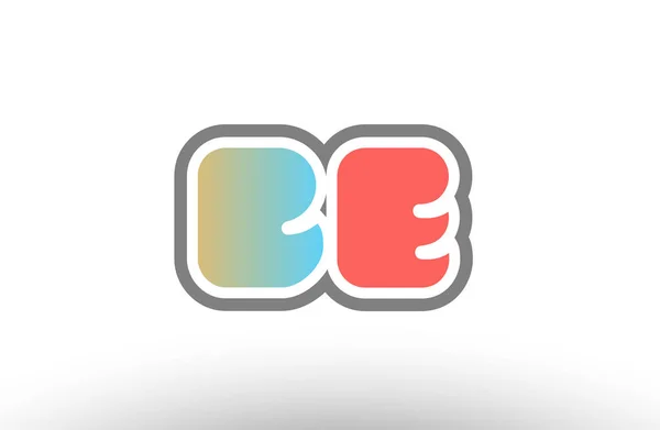 Orange pastel blue alphabet letter be b e logo combination icon — стоковый вектор