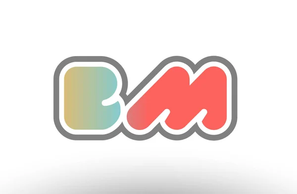 Orange pastell blå alfabetet brev bm b m logotyp kombination-ikonen — Stock vektor