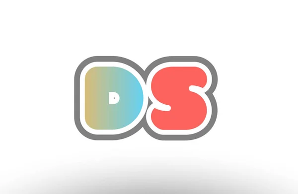 Orange pastel blue alphabet letter ds d s logo combination icon — стоковый вектор