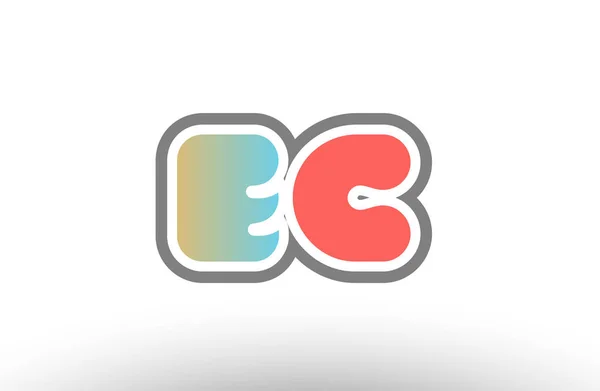 オレンジ色のパステル ブルーのアルファベット手紙 ec e ĉ ロゴの組み合わせアイコン — ストックベクタ