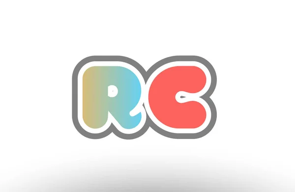 Orange pastel blue alphabet letter rc r c logo combination icon — стоковый вектор