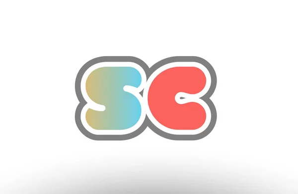 Oranje pastel blauwe alfabet letterpictogram sc s combinatie c logo — Stockvector
