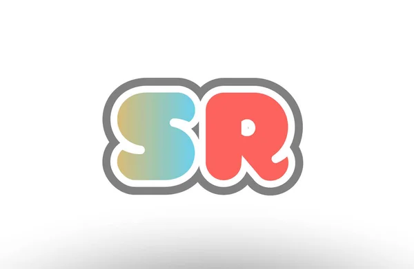 Помаранчева пастельна синя абетка літери sr s r значок комбінації логотипів — стоковий вектор