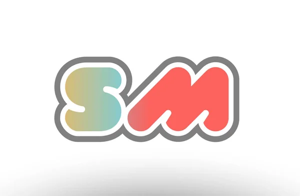 Arancione pastello blu alfabeto lettera sm s m logo combinazione icona — Vettoriale Stock