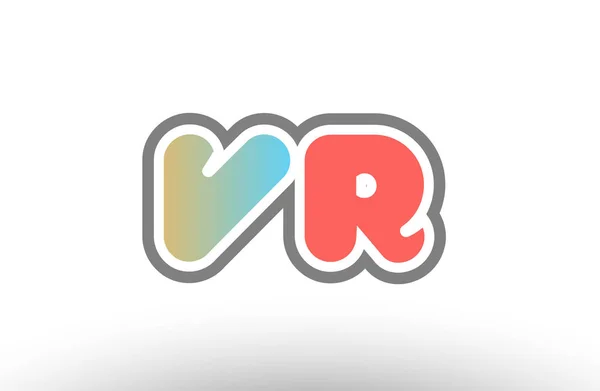 Arancione pastello blu alfabeto lettera vr v r logo combinazione icona — Vettoriale Stock