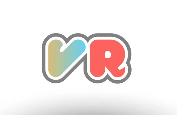 Naranja pastel azul alfabeto letra vr v r logotipo combinación icono — Vector de stock