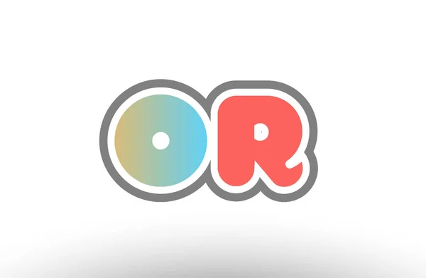 Orange pastel blue alphabet letter or o r logo combination icon — Stock Vector