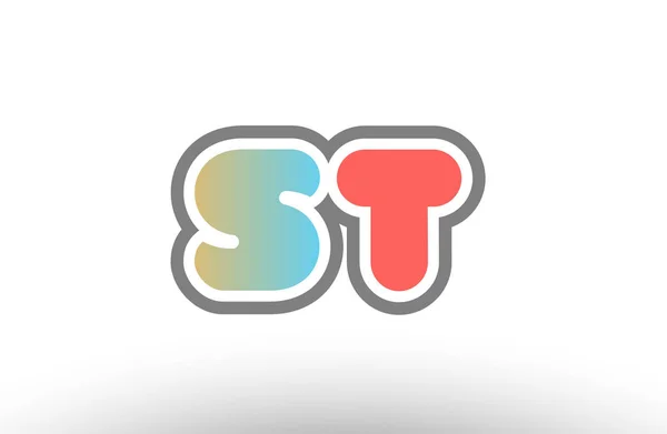 Laranja pastel azul alfabeto letra st s t logotipo combinação ícone —  Vetores de Stock
