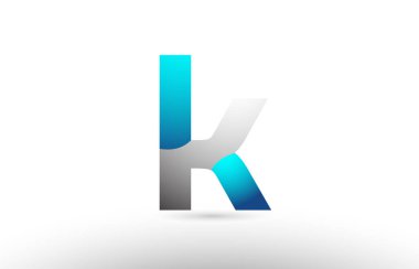 gri mavi Alfabe harf k logo 3d tasarım