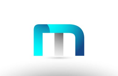 gri mavi Alfabe harf m logo 3d tasarım 