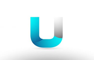 gri mavi Alfabe harf u logo 3d tasarım