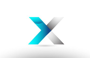 gri mavi Alfabe harf logo 3d tasarım x