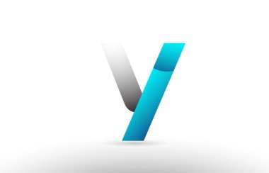 gri mavi Alfabe harf y logo 3d tasarım